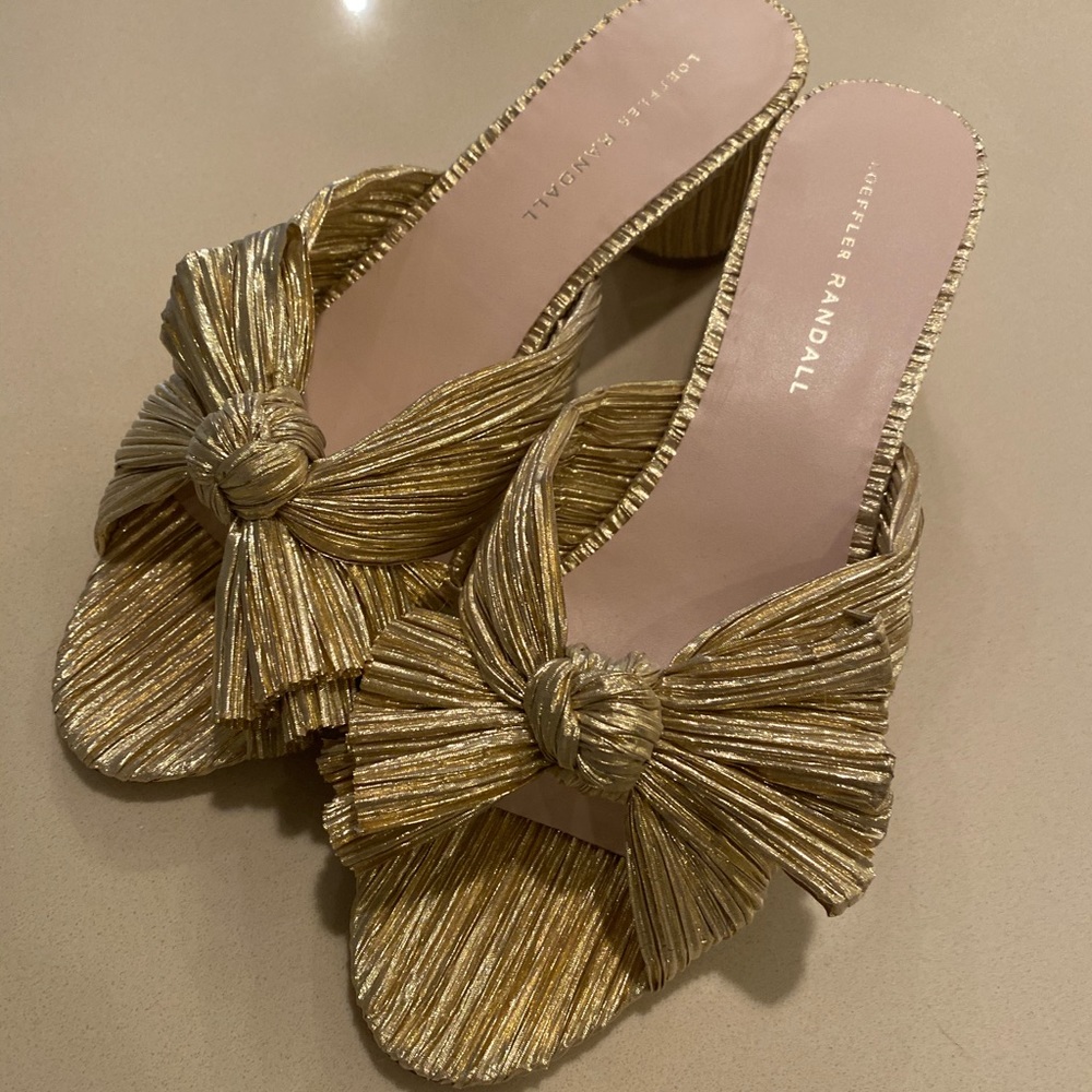 Loeffler Randall Emilia Gold Sandals - sz 10